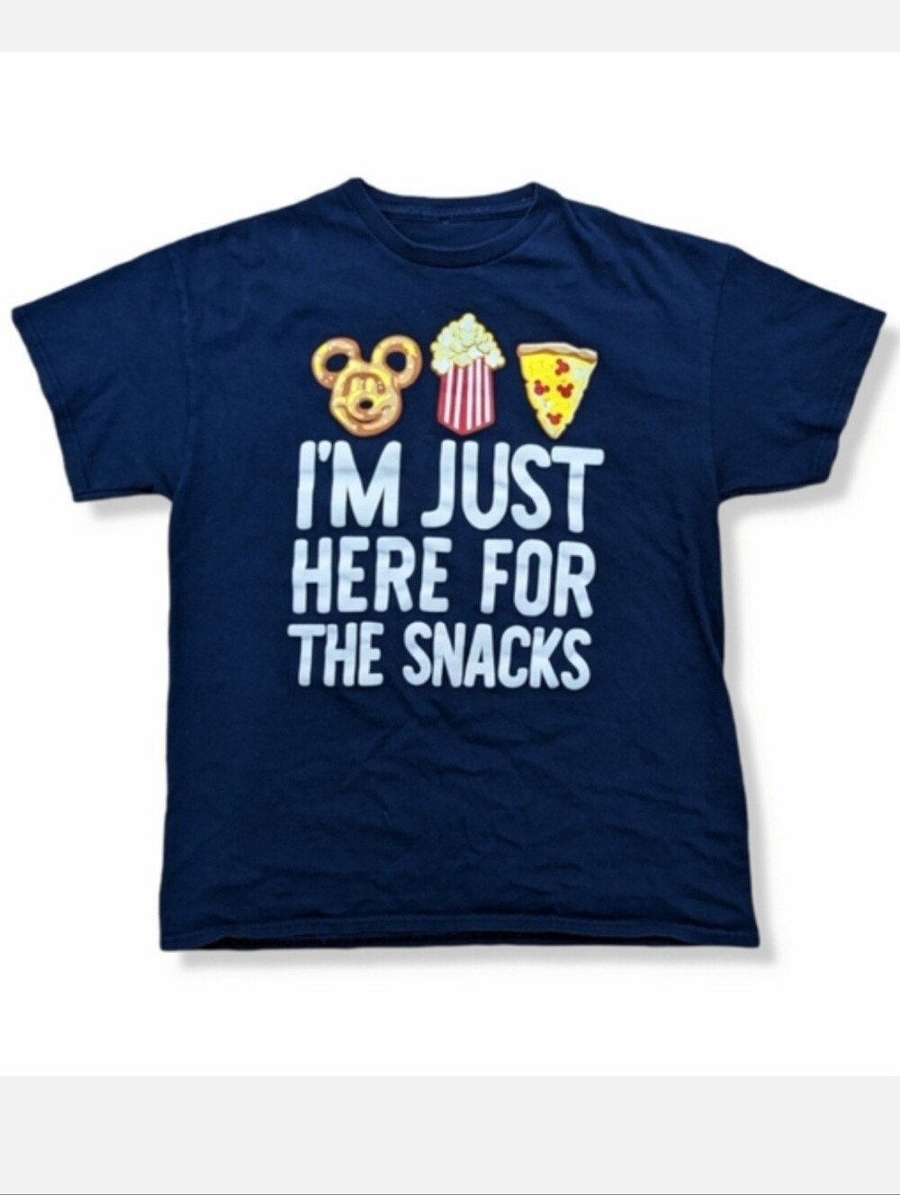 Disneyland Parks I'm Just Here For The Snacks Mickey Food Shirt Youth Small Navy